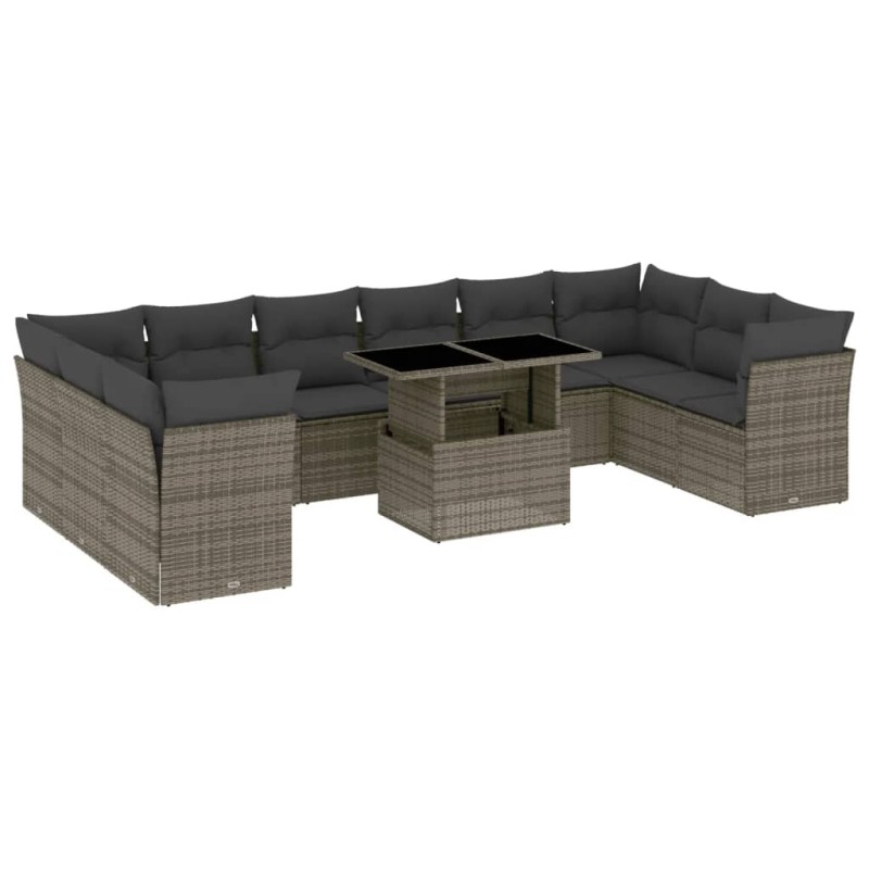 vidaXL Σαλόνι Κήπου 11 Τεμαχίων Γκρι από Συνθετικό Ρατάν με Μαξιλάρια