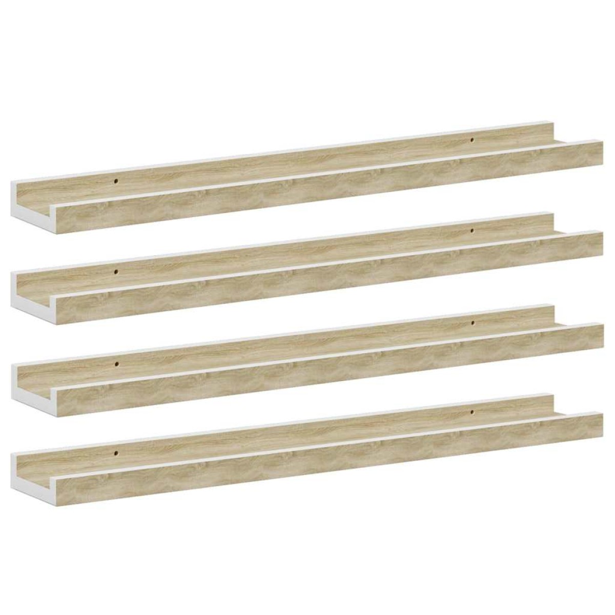 vidaXL Ράφια Τοίχου 4 τεμ. Λευκό και Sonoma Δρυς 60 x 9 x 3 εκ.