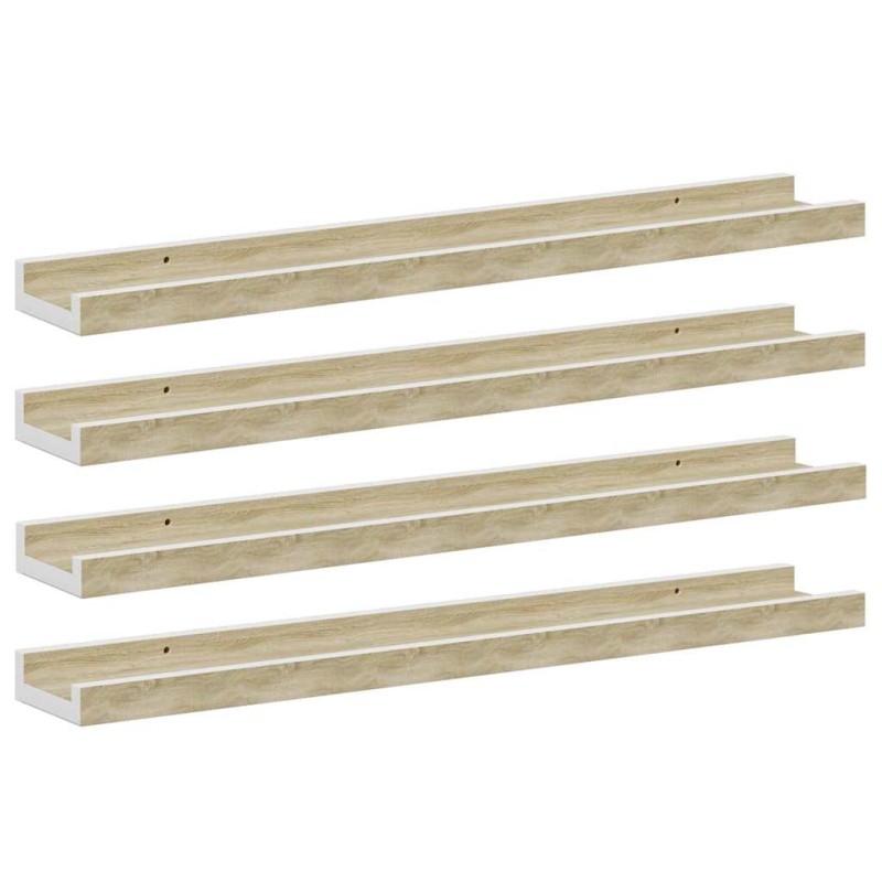 vidaXL Ράφια Τοίχου 4 τεμ. Λευκό και Sonoma Δρυς 60 x 9 x 3 εκ.