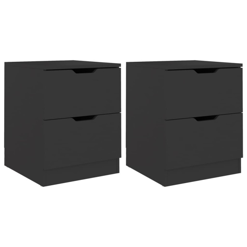 vidaXL Κομοδίνα 2 τεμ. Μαύρα 40 x 40 x 50 εκ. από Επεξεργασμένο Ξύλο