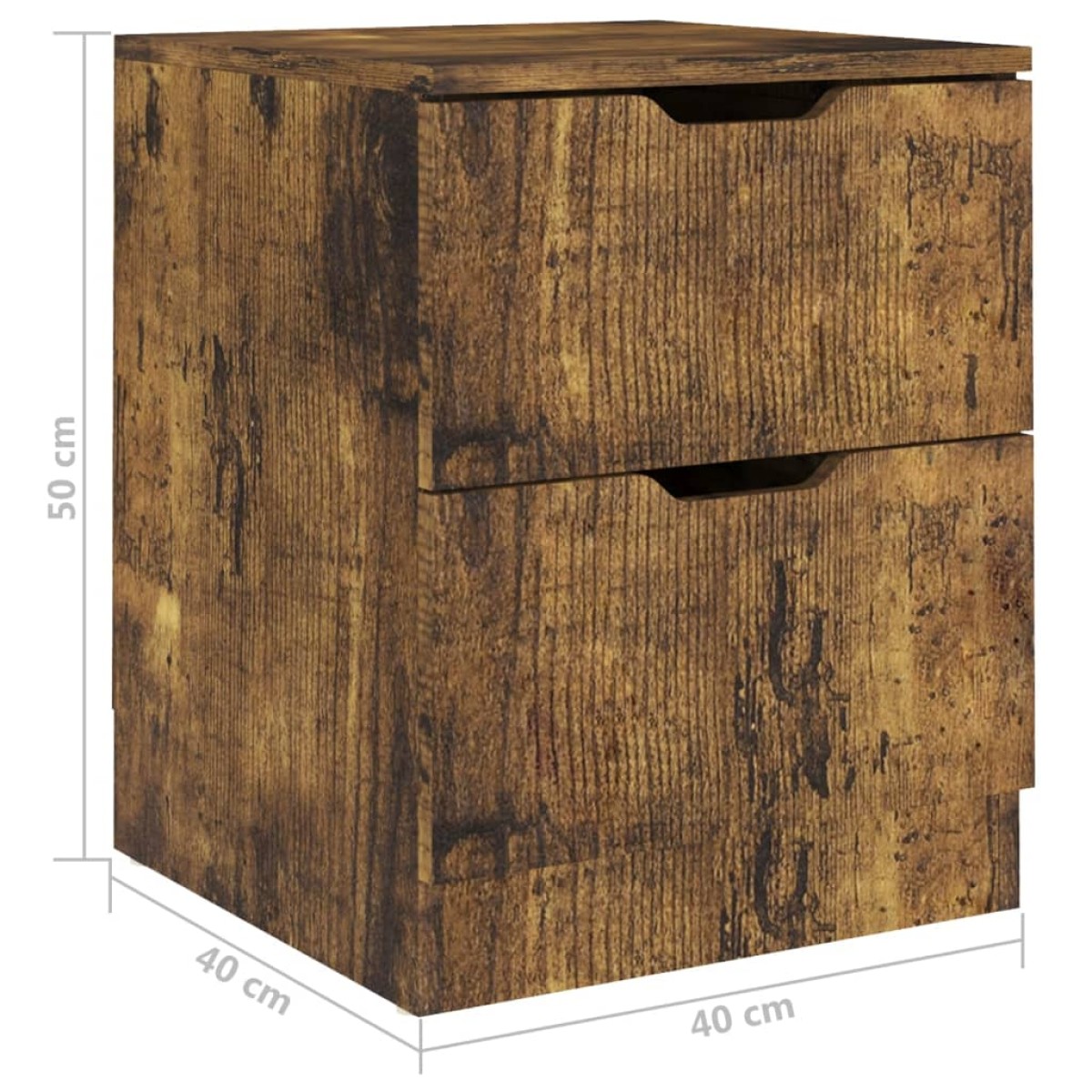 vidaXL Κομοδίνα 2 τεμ. Καπνιστή Δρυς 40 x 40 x 50 εκ. από Μοριοσανίδα
