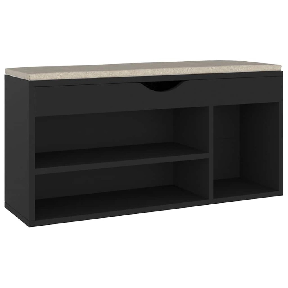 vidaXL Παπουτσοθήκη Μαύρη 104 x 30 x 49 εκ. Επεξ. Ξύλο με Μαξιλάρι