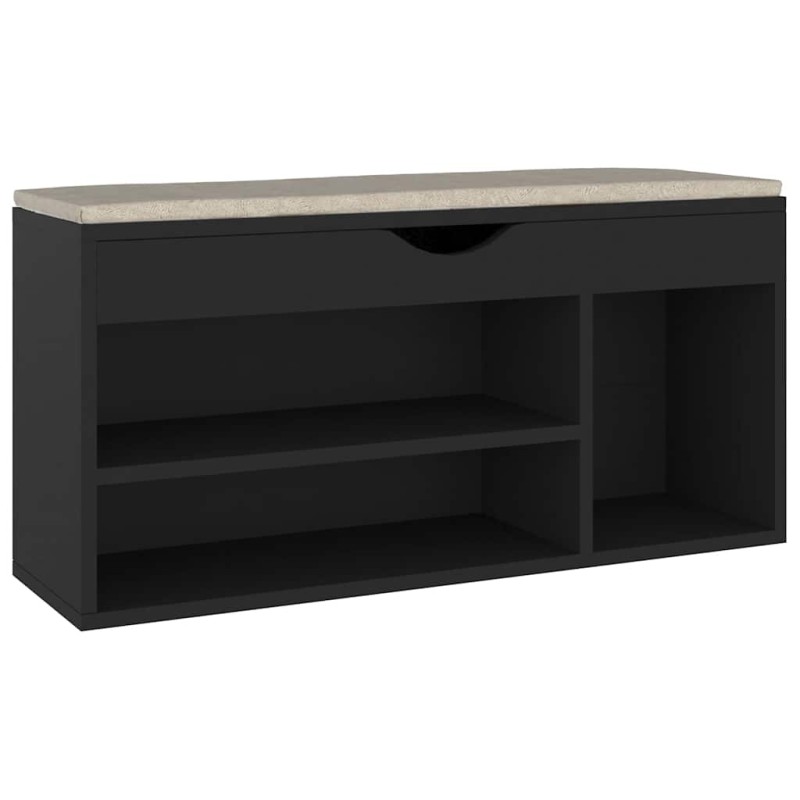 vidaXL Παπουτσοθήκη Μαύρη 104 x 30 x 49 εκ. Επεξ. Ξύλο με Μαξιλάρι