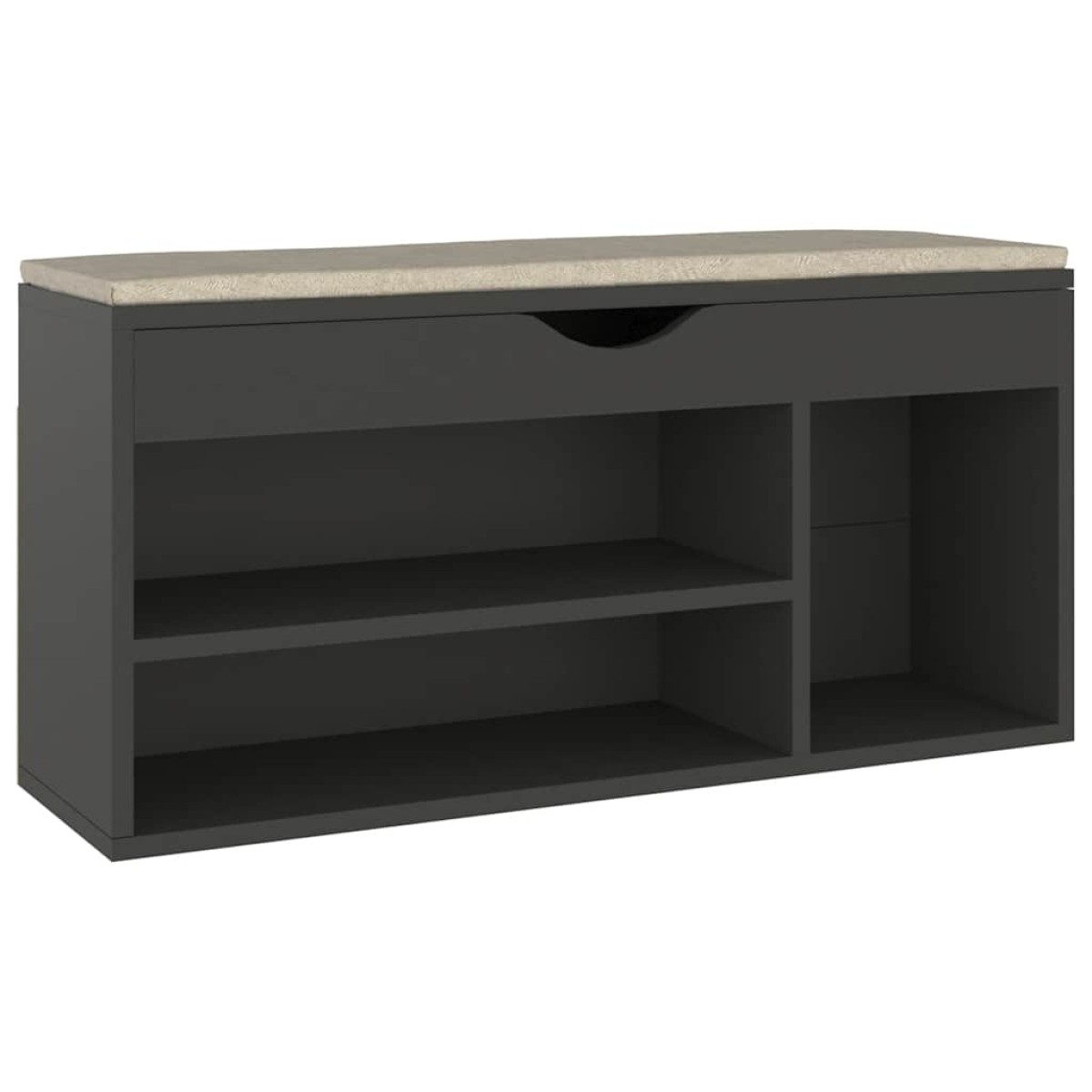 vidaXL Παπουτσοθήκη Γκρι 104 x 30 x 49 εκ. Μοριοσανίδα με Μαξιλάρι