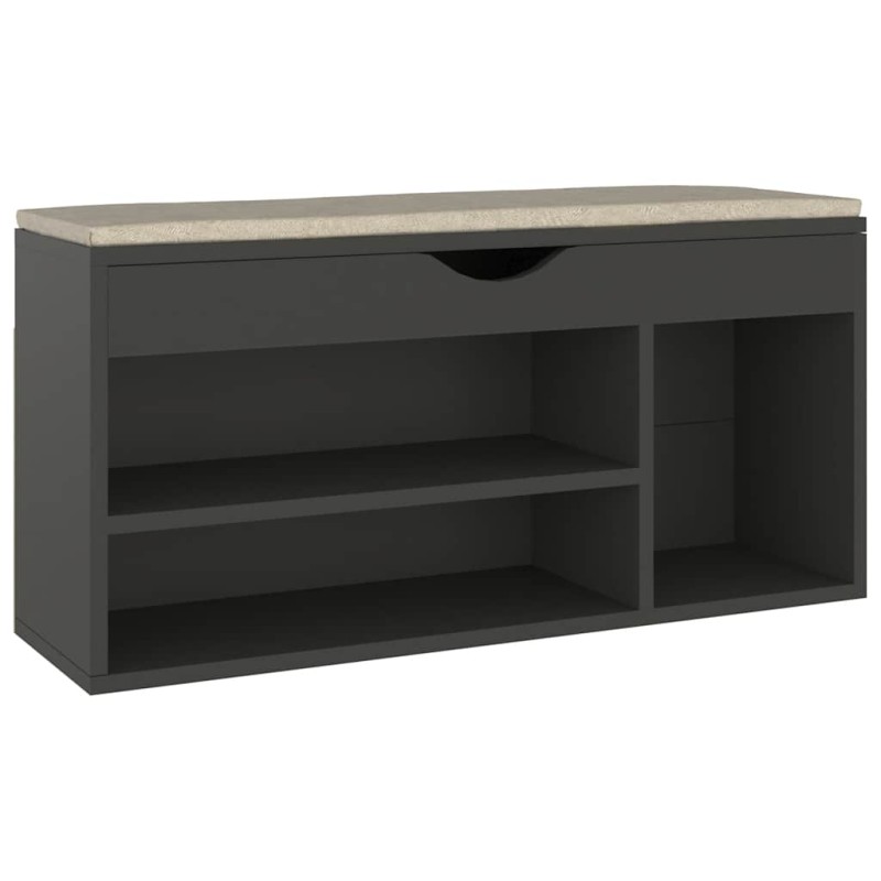 vidaXL Παπουτσοθήκη Γκρι 104 x 30 x 49 εκ. Επεξ. Ξύλο με Μαξιλάρι