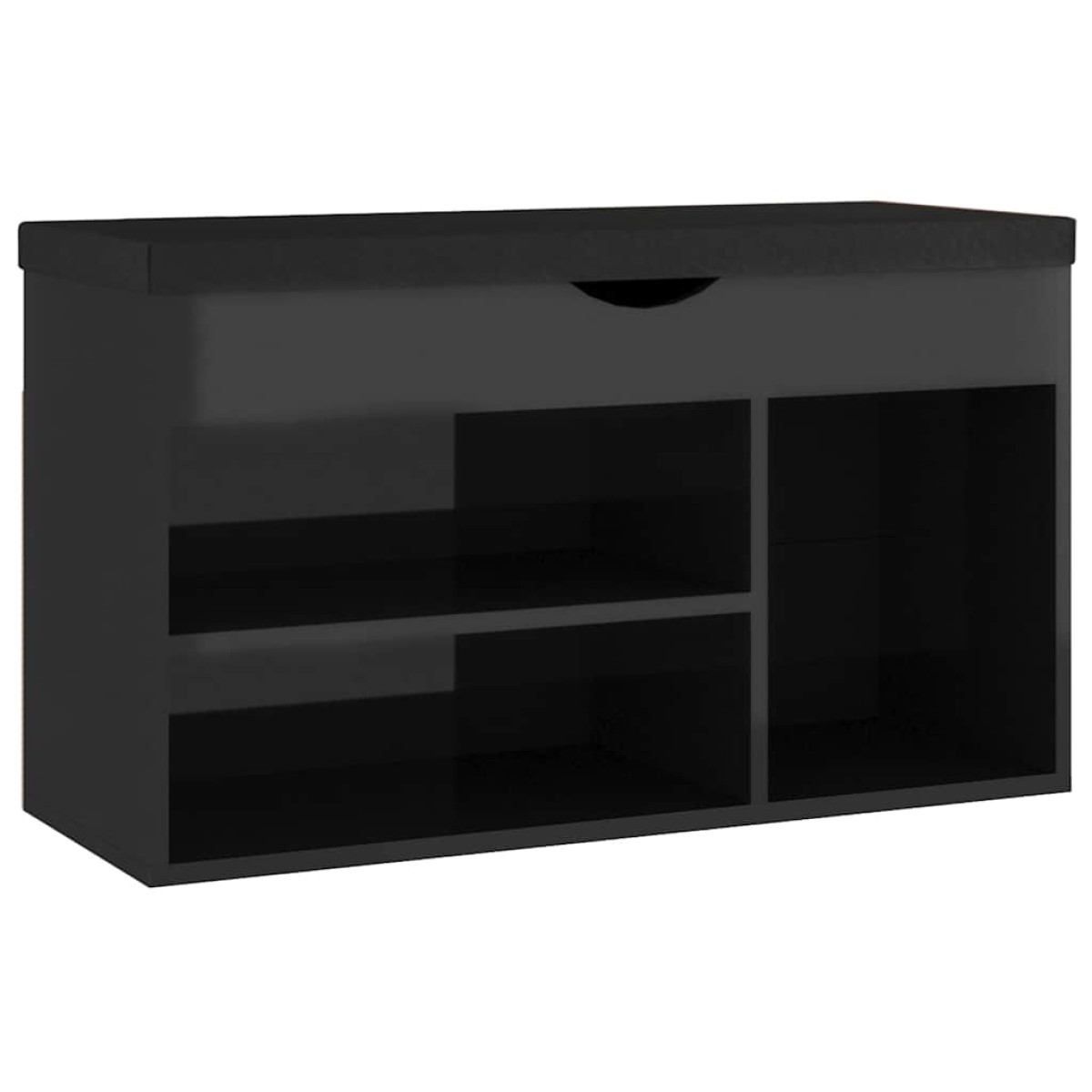 vidaXL Παπουτσοθήκη Γυαλ. Μαύρο 80x30x47 εκ. Μοριοσανίδα με Μαξιλάρι