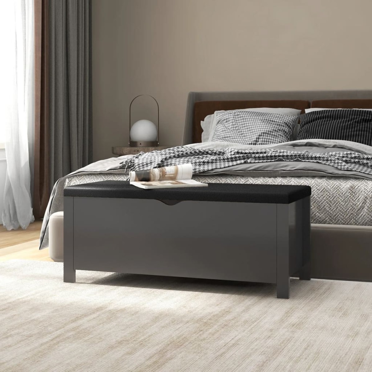 vidaXL Κουτί Αποθήκευσης Γκρι 105x40x45 εκ. Μοριοσανίδα με Μαξιλάρι