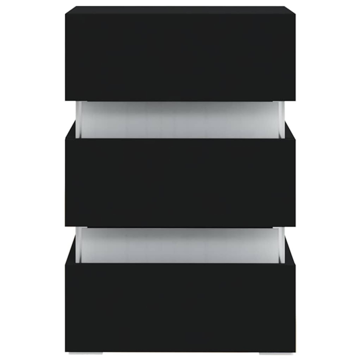 vidaXL Κομοδίνο με LED Μαύρο 45 x 35 x 67 εκ. από Επεξεργασμένο Ξύλο
