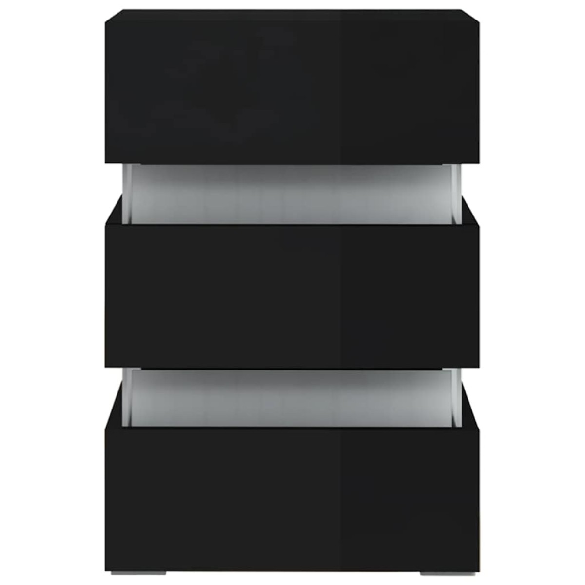 vidaXL Κομοδίνο με LED Γυαλιστερό Μαύρο 45x35x67 εκ. Επεξεργασμ. Ξύλο