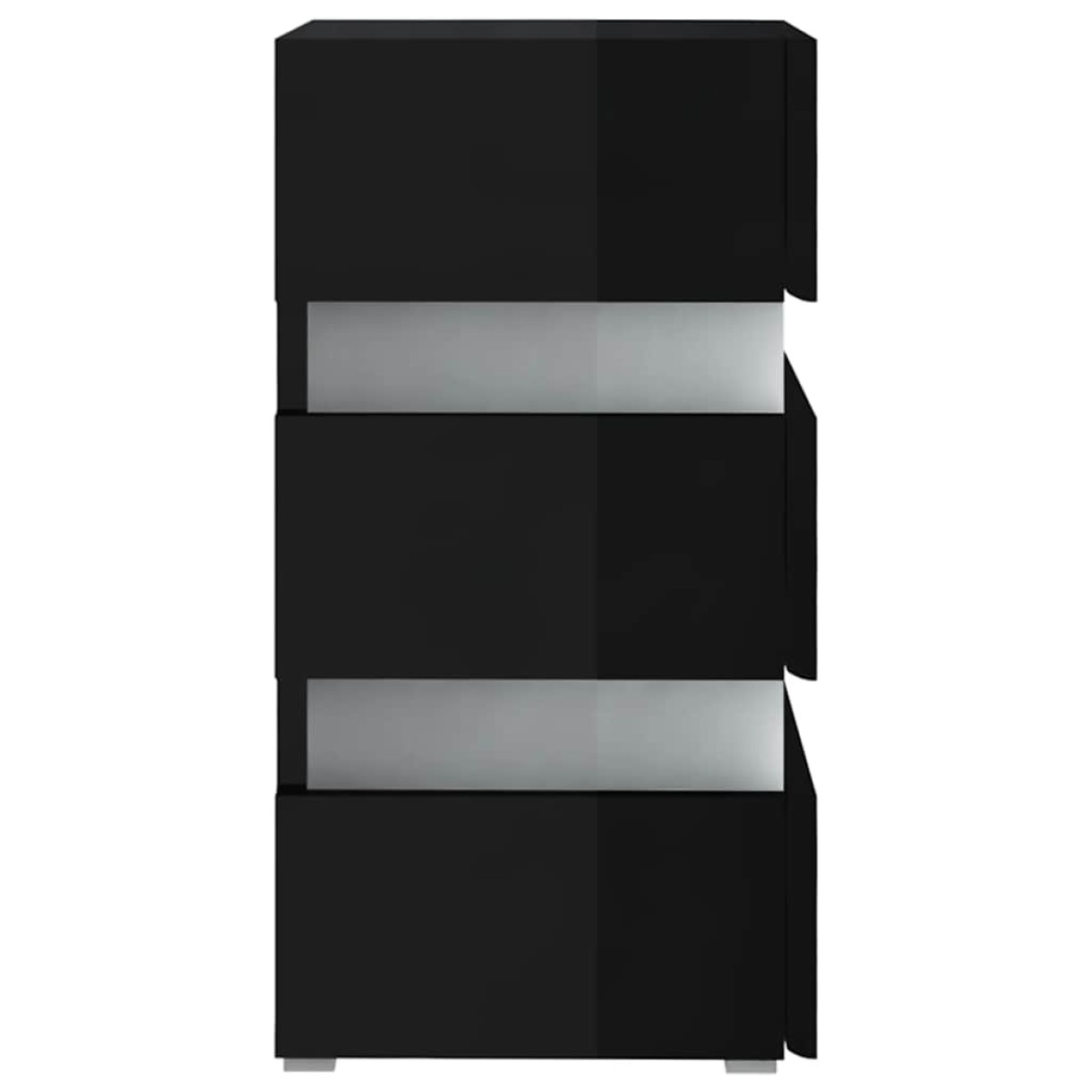 vidaXL Κομοδίνο με LED Γυαλιστερό Μαύρο 45x35x67 εκ. Επεξεργασμ. Ξύλο
