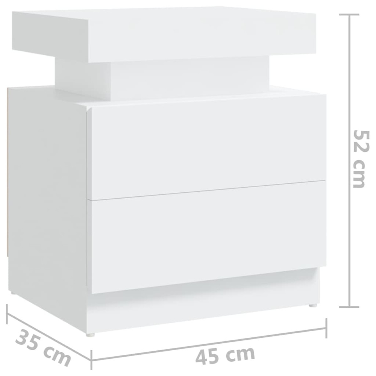 vidaXL Κομοδίνο Λευκό 45 x 35 x 52 εκ. από Μοριοσανίδα