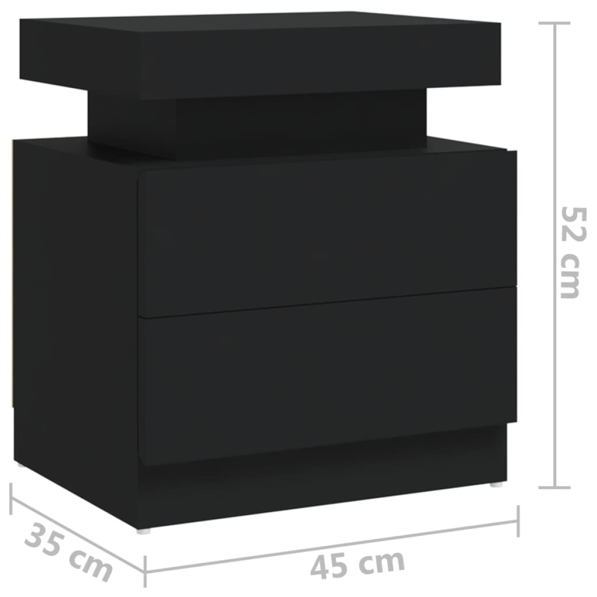 vidaXL Κομοδίνο Μαύρο 45 x 35 x 52 εκ. από Μοριοσανίδα