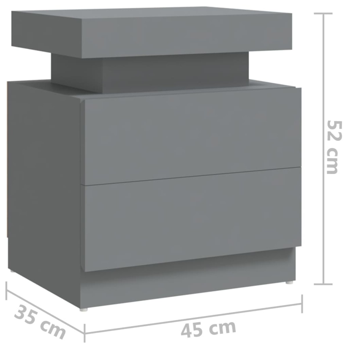 vidaXL Κομοδίνο Γκρι 45 x 35 x 52 εκ. από Μοριοσανίδα