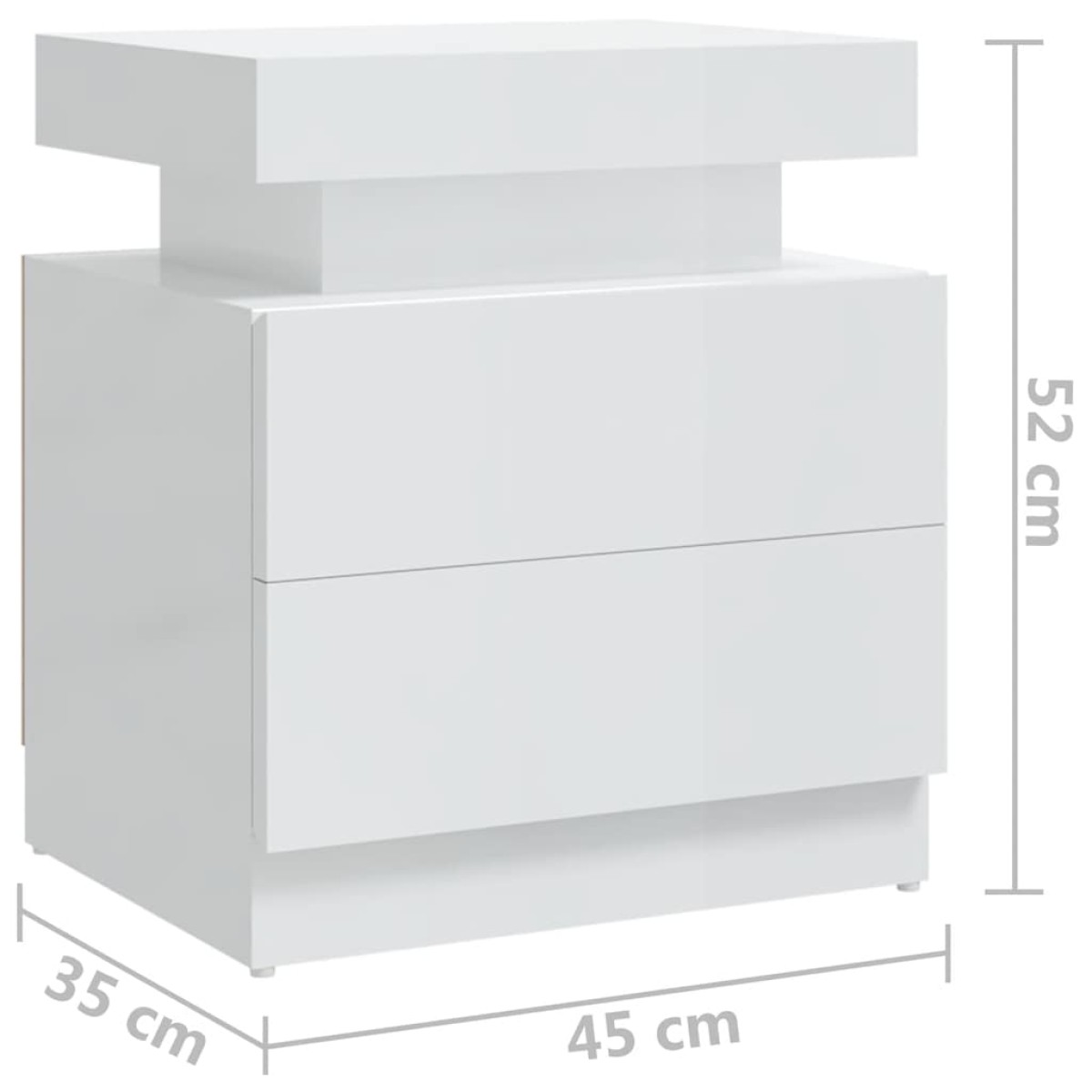 vidaXL Κομοδίνο Γυαλιστερό Λευκό 45 x 35 x 52 εκ. από Μοριοσανίδα