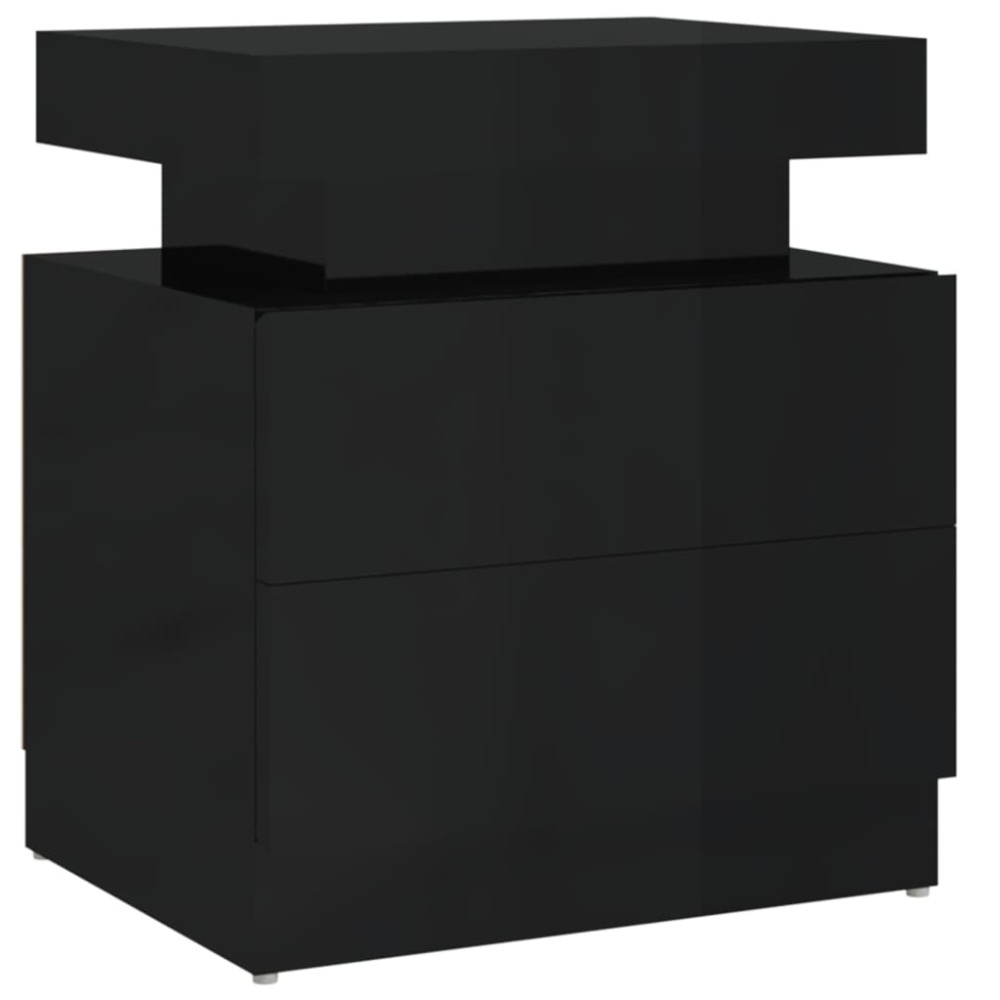 vidaXL Κομοδίνο Γυαλιστερό Μαύρο 45x35x52 εκ. από Επεξ. Ξύλο