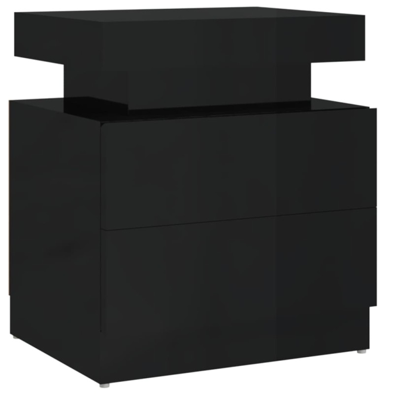 vidaXL Κομοδίνο Γυαλιστερό Μαύρο 45x35x52 εκ. από Επεξ. Ξύλο