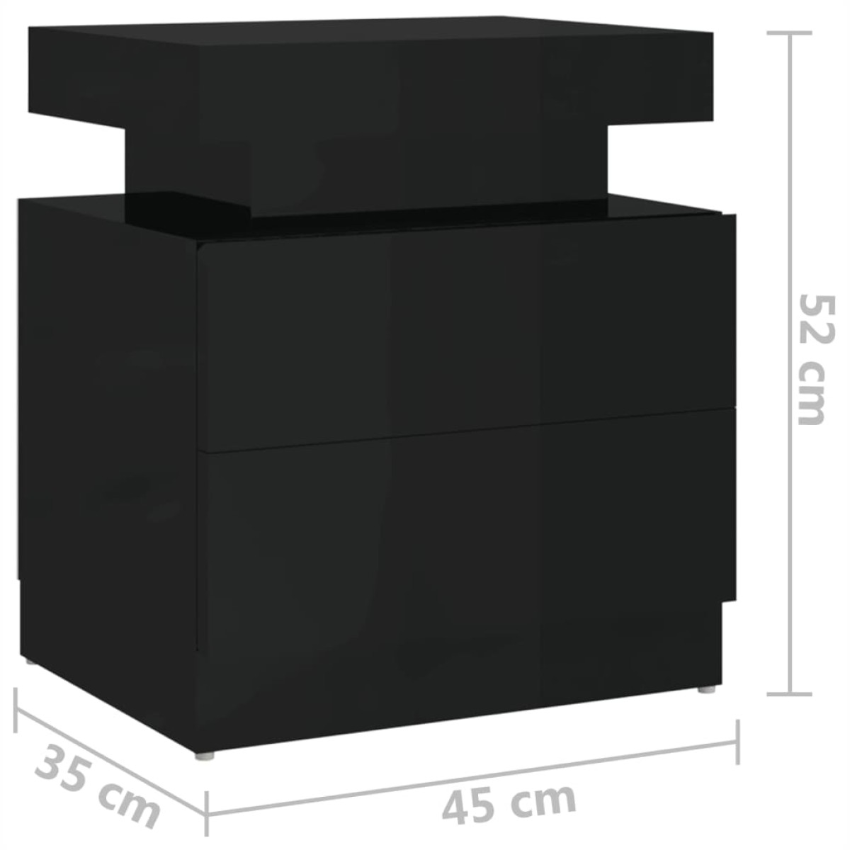 vidaXL Κομοδίνο Γυαλιστερό Μαύρο 45 x 35 x 52 εκ. από Μοριοσανίδα
