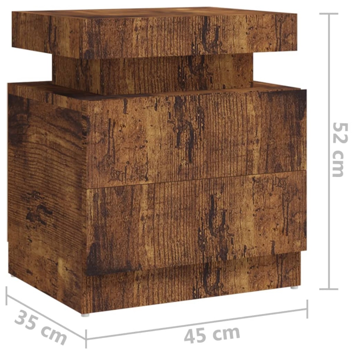 vidaXL Κομοδίνο Καπνιστή Δρυς 45 x 35 x 52 εκ. από Μοριοσανίδα