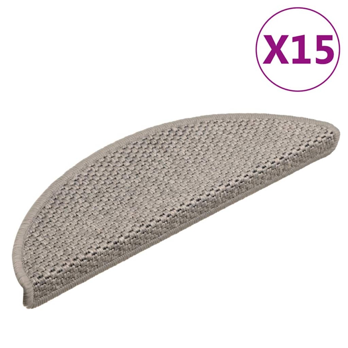 vidaXL Πατάκια Σκάλας Αυτοκόλ. 15τεμ. Όψη Σιζάλ Χρώμα Taupe 56x17x3εκ.