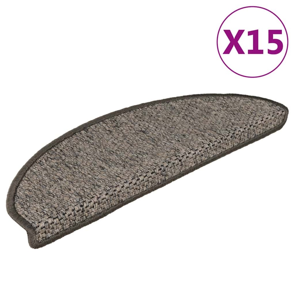 vidaXL Πατάκια Σκάλας Αυτοκόλ. 15 τεμ. Όψη Σιζάλ Ανθρακί 65x21x4 εκ.