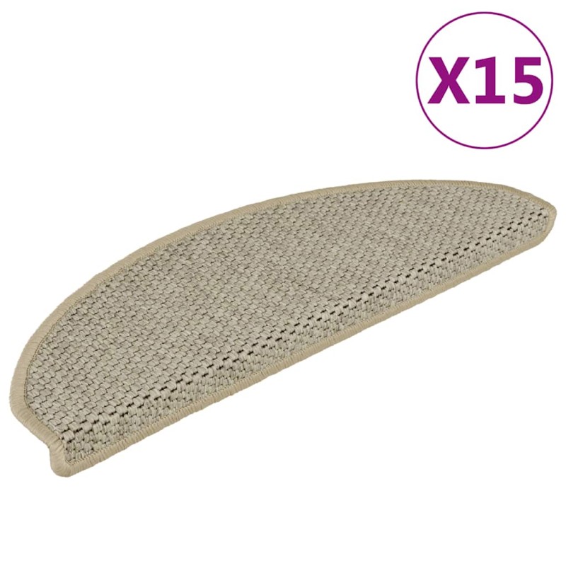 vidaXL Πατάκια Σκάλας Αυτοκόλλητα 15τεμ. Όψη Σιζάλ Αν. Πρ. 65x21x4εκ.