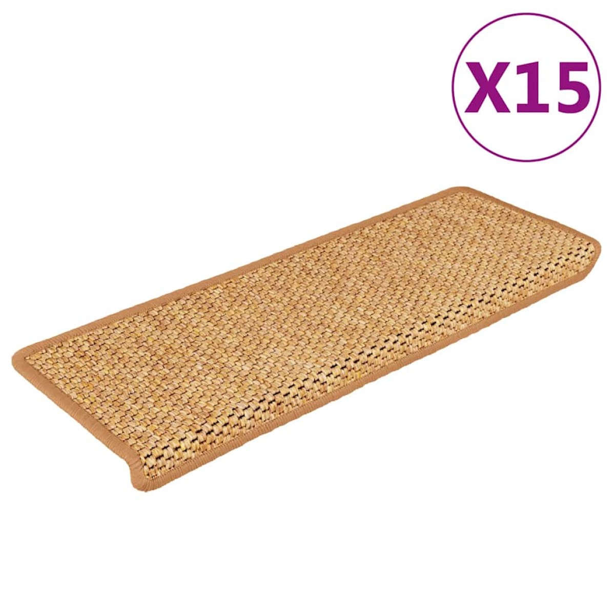 vidaXL Πατάκια Σκάλας Αυτοκόλ. 15 τεμ. Όψη Σιζάλ Πορτοκαλί 65x21x4 εκ.