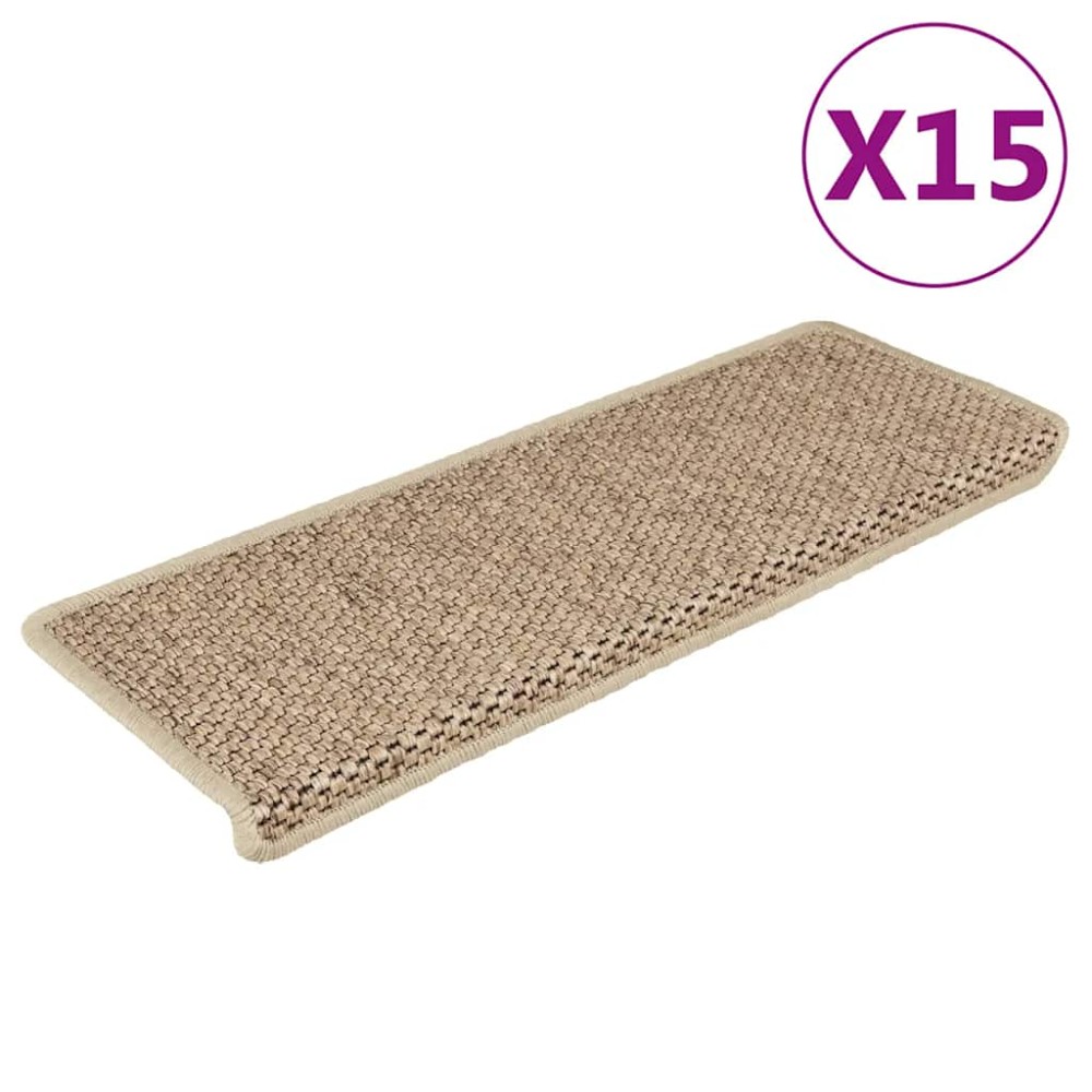 vidaXL Πατάκια Σκάλας Αυτοκόλλητα 15 τεμ Όψη Σιζάλ 65x21x4 εκ