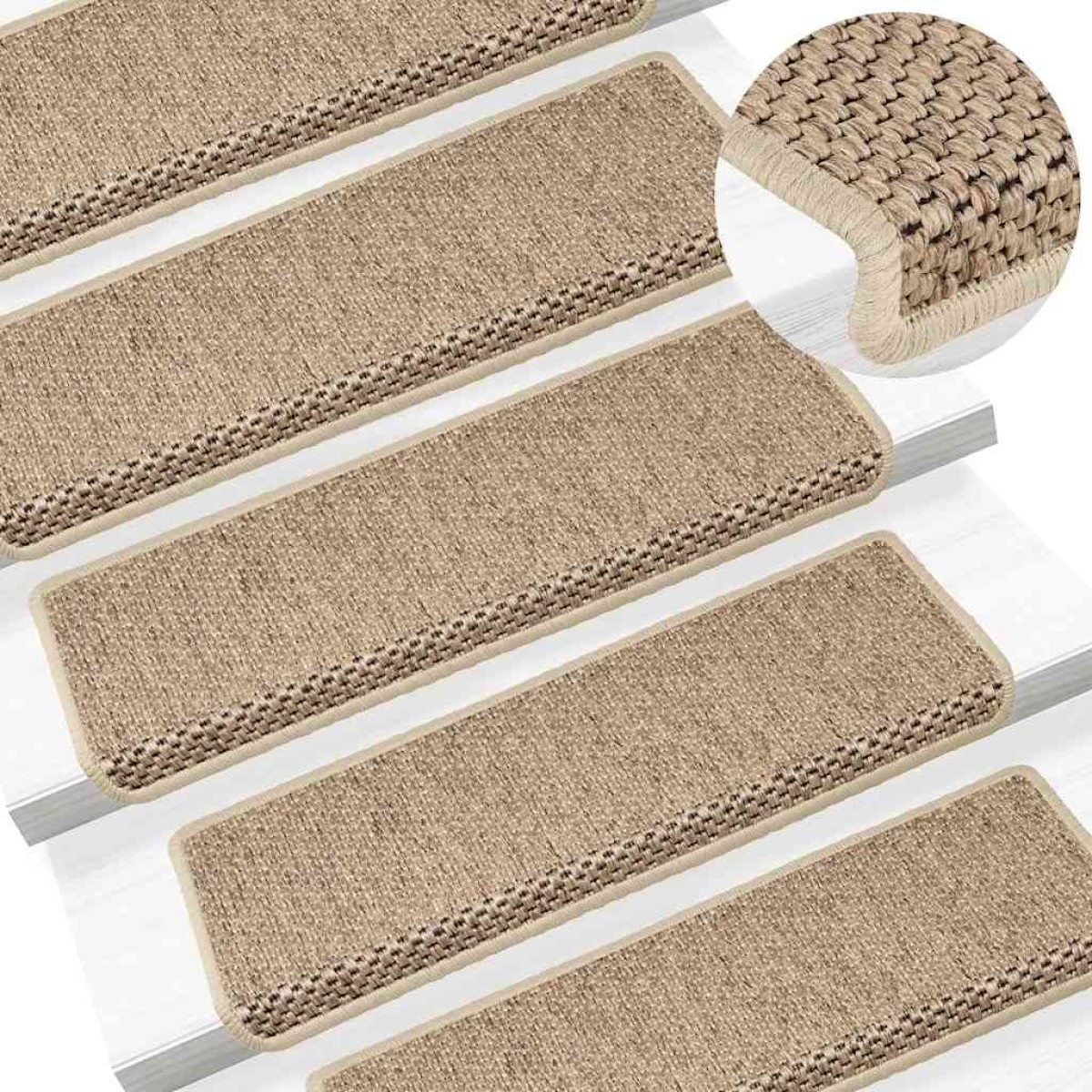 vidaXL Πατάκια Σκάλας Αυτοκόλλητα 15 τεμ Όψη Σιζάλ 65x21x4 εκ
