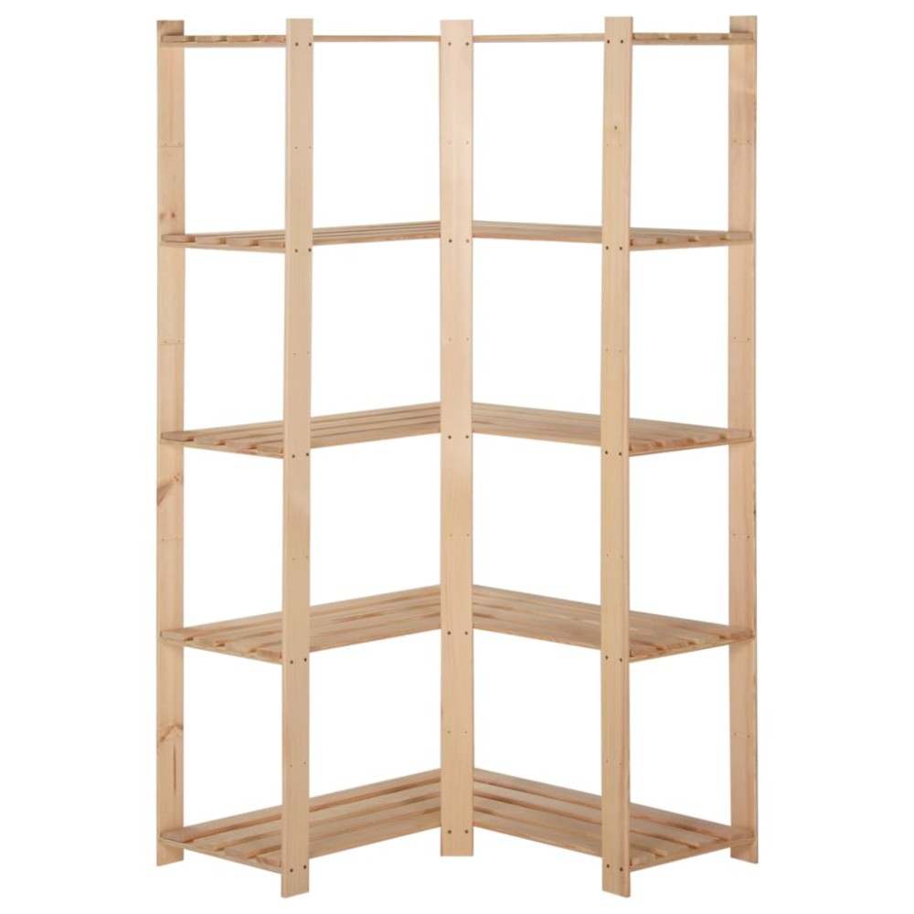 vidaXL Γωνιακή Ραφιέρα 5 Επιπέδων 82,5x82,5 x170 εκ. Μασίφ Ξύλο Πεύκου