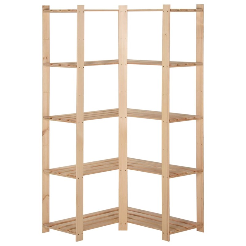 vidaXL Γωνιακή Ραφιέρα 5 Επιπέδων 82,5x82,5 x170 εκ. Μασίφ Ξύλο Πεύκου