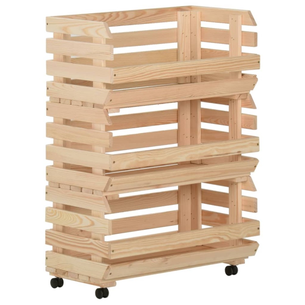vidaXL Τρόλεϊ Λαχανικών 57 x 30 x 80 εκ. από Μασίφ Ξύλο Πεύκου