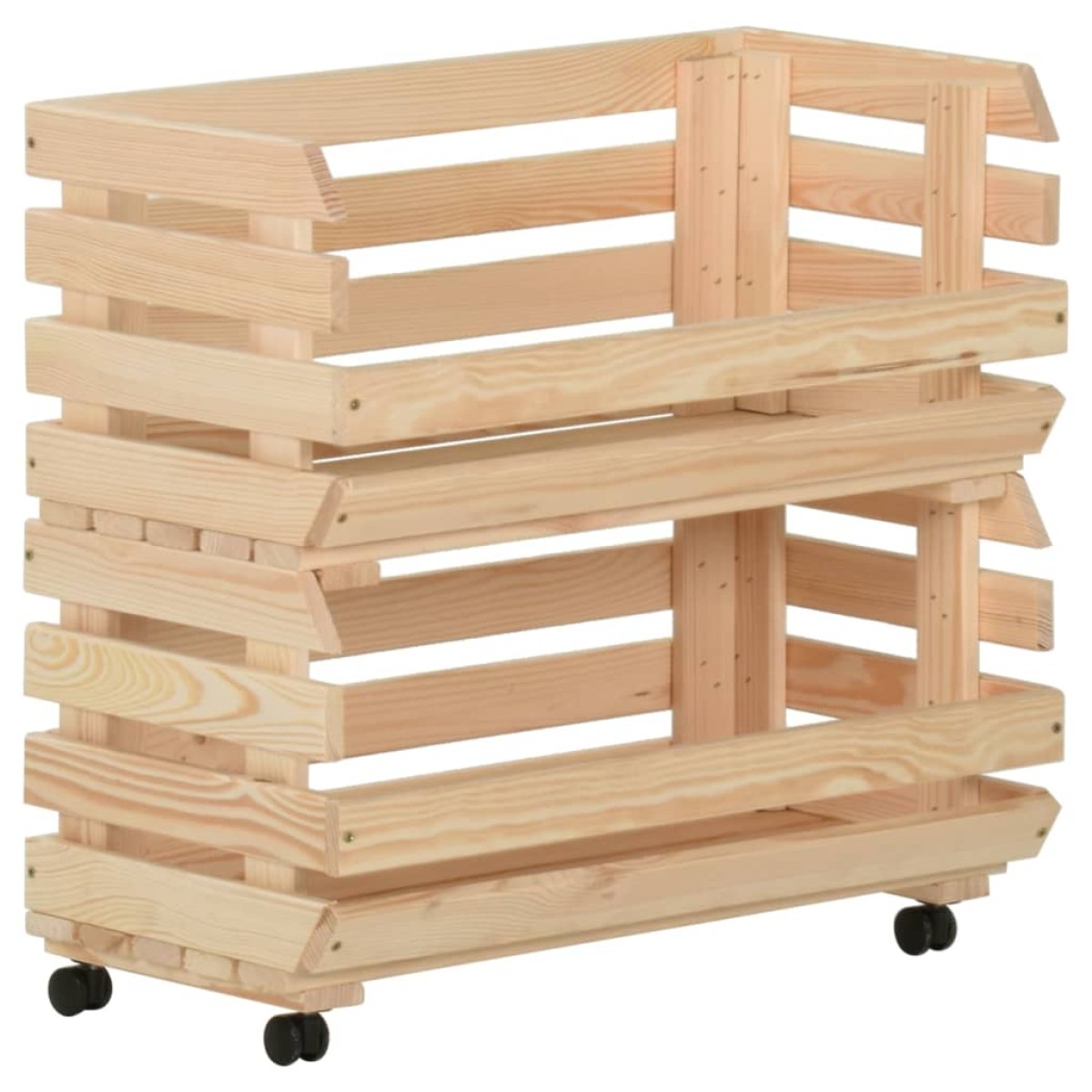 vidaXL Τρόλεϊ Λαχανικών 57 x 30 x 80 εκ. από Μασίφ Ξύλο Πεύκου