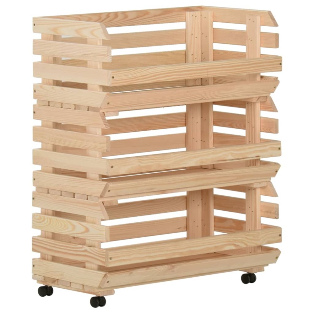 vidaXL Τρόλεϊ Λαχανικών 77 x 30 x 80 εκ. από Μασίφ Ξύλο Πεύκου