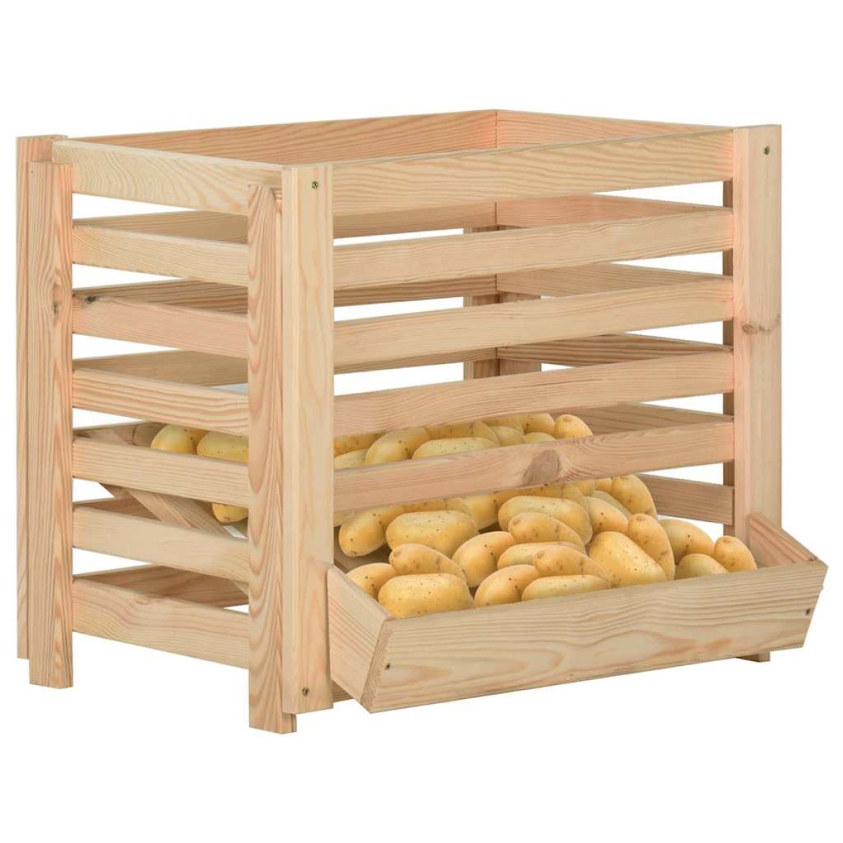 vidaXL Κουτί Αποθήκευσης Λαχανικών 60x40x50 εκ. από Μασίφ Ξύλο Πεύκου