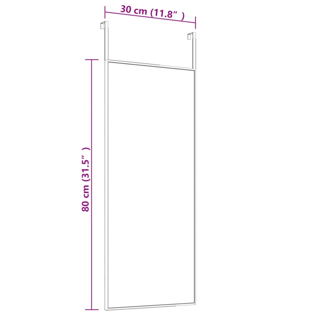 vidaXL Καθρέπτης Πόρτας Μαύρος 30x80 εκ. από Γυαλί και Αλουμίνιο