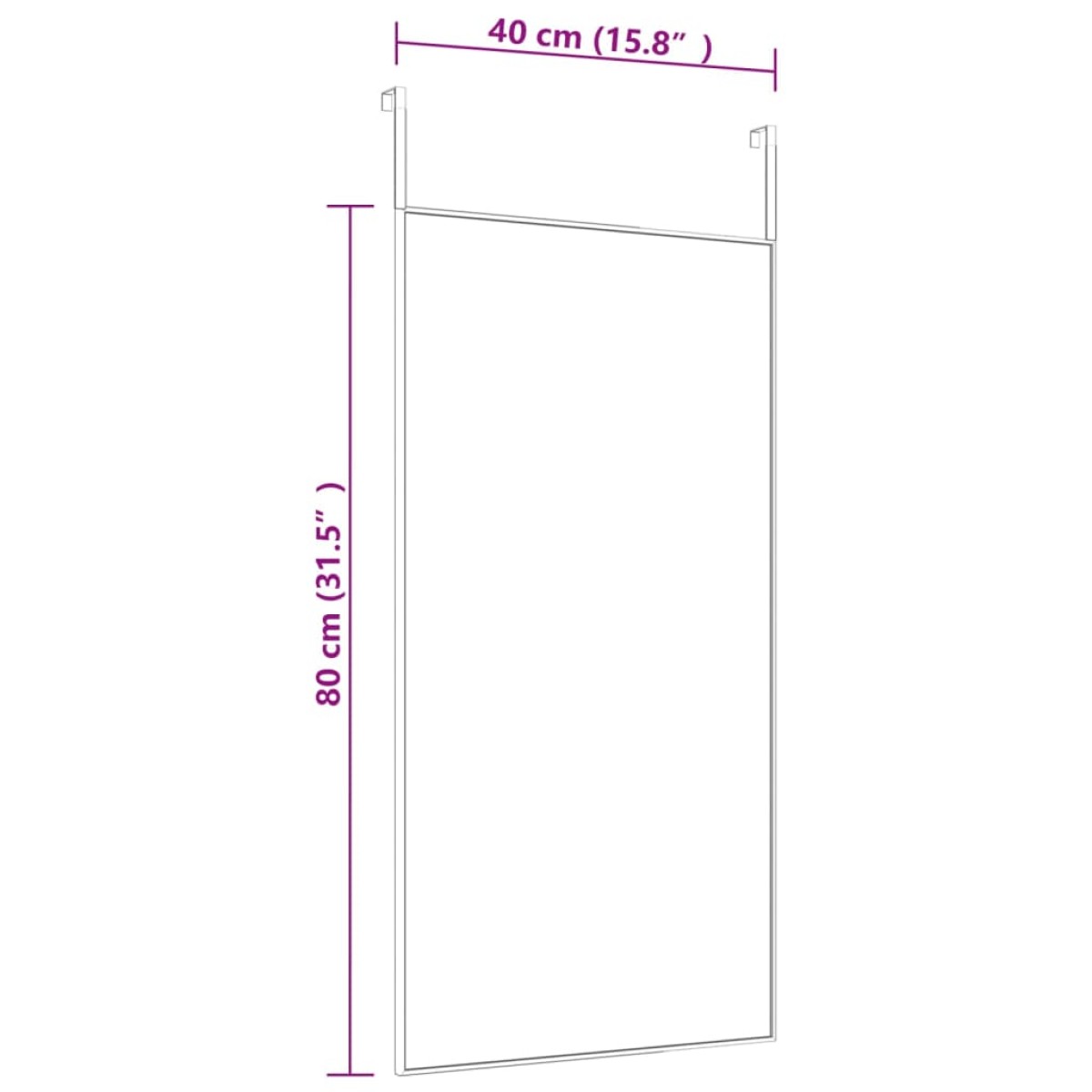 vidaXL Καθρέπτης Πόρτας Μαύρος 40x80 εκ. από Γυαλί και Αλουμίνιο