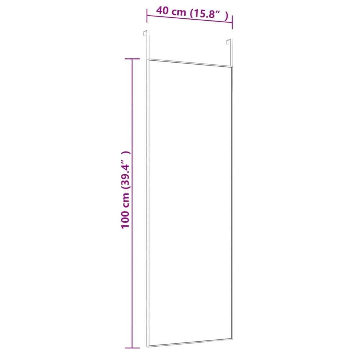 vidaXL Καθρέπτης Πόρτας Μαύρος 40 x 100 εκ. από Γυαλί και Αλουμίνιο