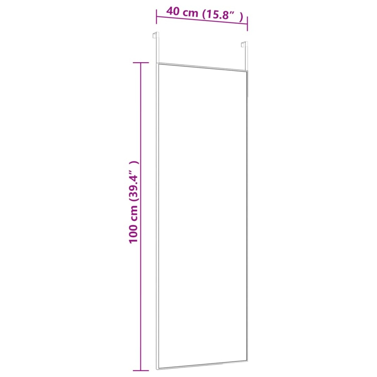 vidaXL Καθρέπτης Πόρτας Χρυσό 40 x 100 εκ. από Γυαλί και Αλουμίνιο