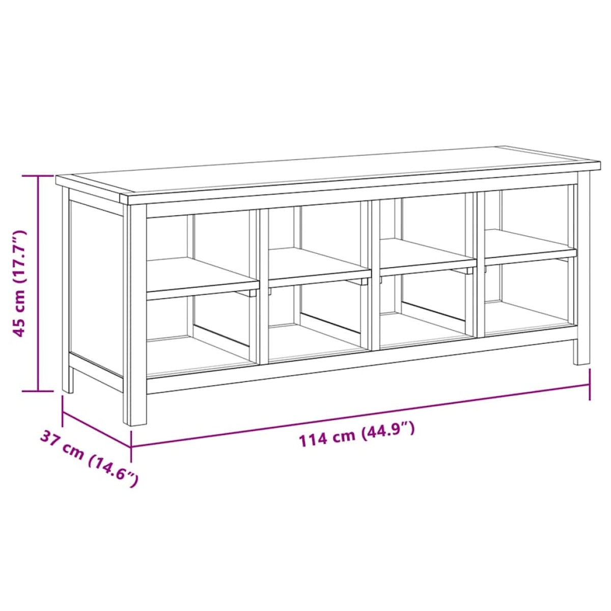 vidaXL Παπουτσοθήκη 114 x 37 x 45 εκ. από Μασίφ Ξύλο Δρυός