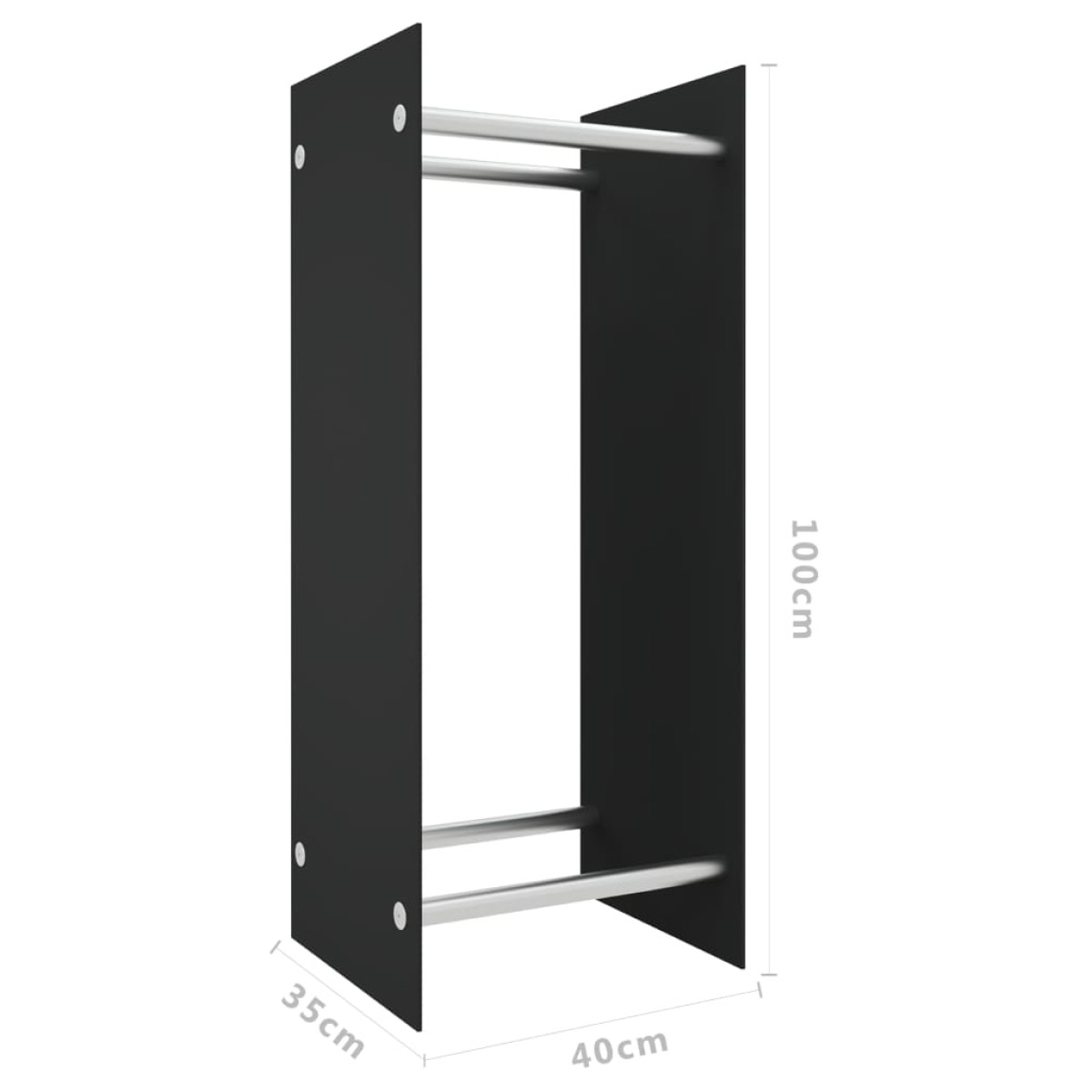 vidaXL Ράφι Καυσόξυλων Μαύρο 40 x 35 x 100 εκ. από Ψημένο Γυαλί