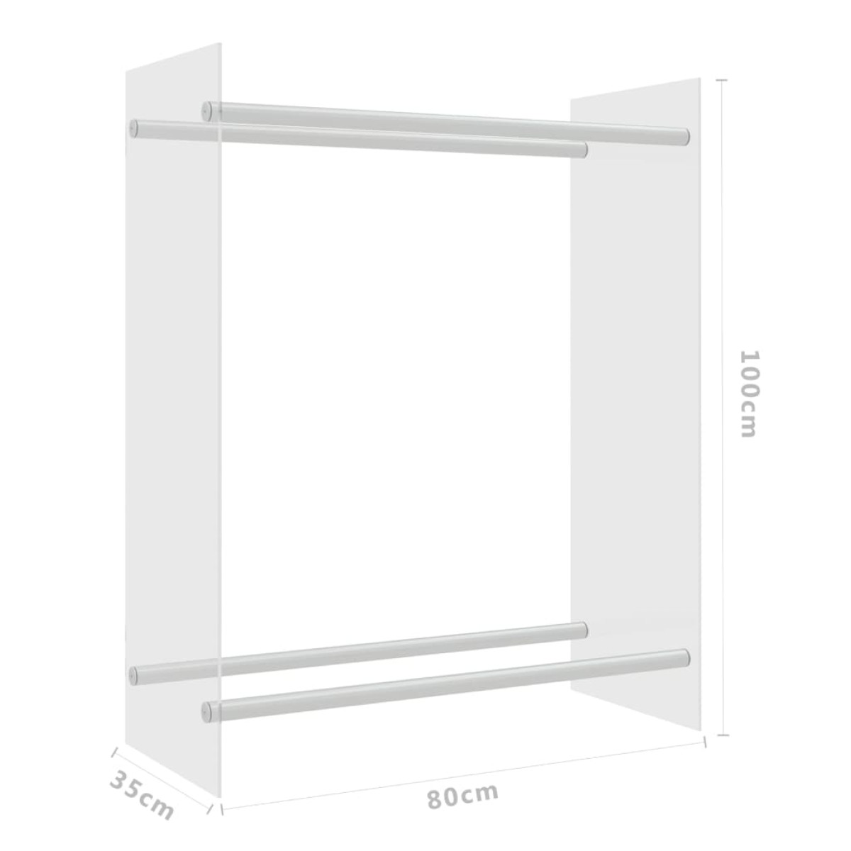 vidaXL Ράφι Καυσόξυλων Διαφανές 80 x 35 x 100 εκ. από Ψημένο Γυαλί