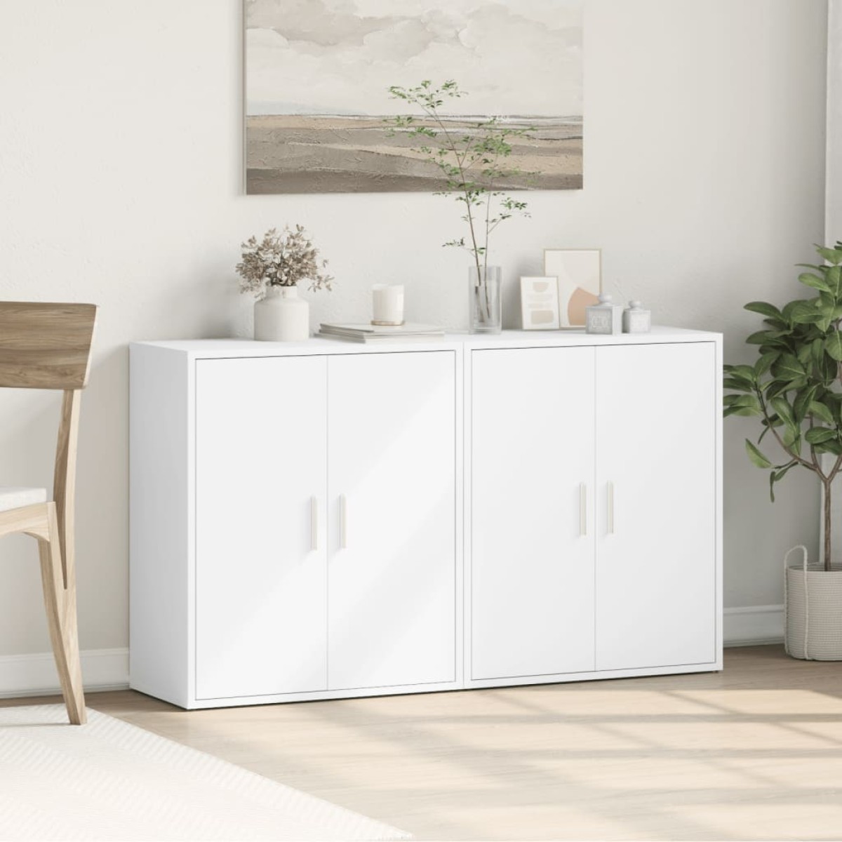 vidaXL Βοηθητικά Ντουλάπια 2 τεμ. Λευκά 60x31x70 εκ. Επεξεργ. Ξύλο