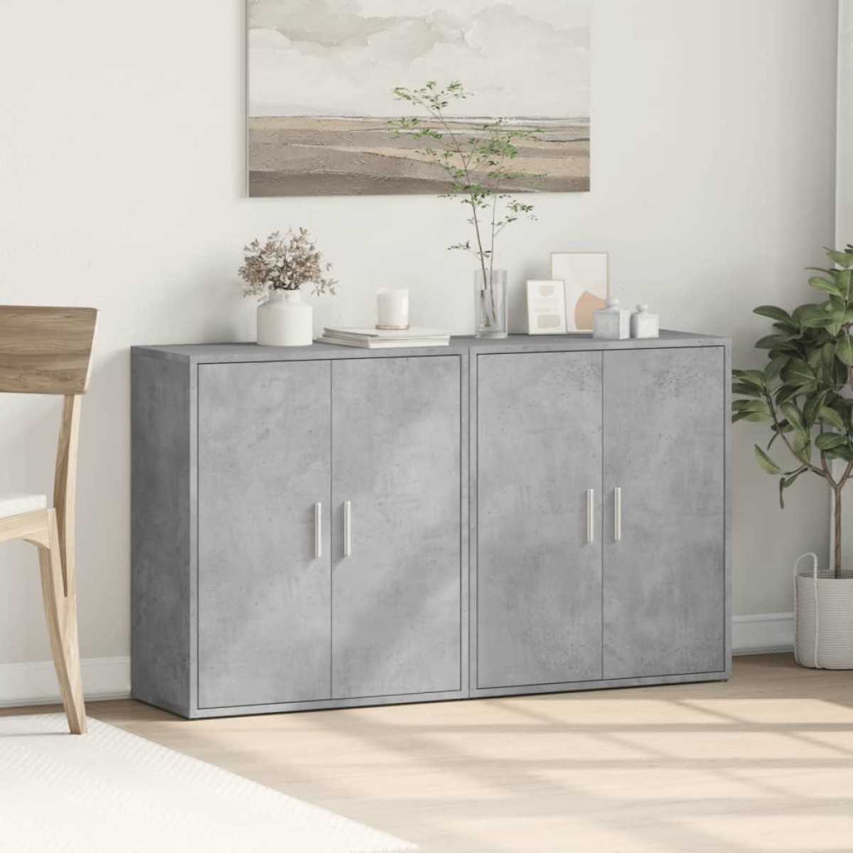 vidaXL Βοηθητικά Ντουλάπια 2 τεμ. Γκρι Σκυρ. 60x31x70εκ Επεξεργ. Ξύλο