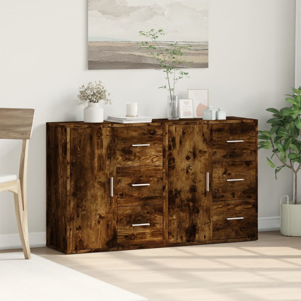 vidaXL Βοηθητικά Ντουλάπια 2 τεμ. Καπνιστή Δρυς 60x31x70εκ. Επεξ. Ξύλο