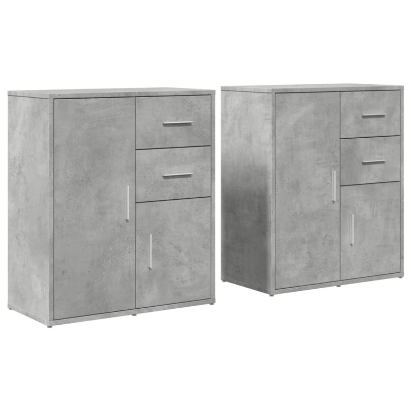 vidaXL Βοηθητικά Ντουλάπια 2 τεμ. Γκρι Σκυρ. 60x31x70εκ Επεξεργ. Ξύλο