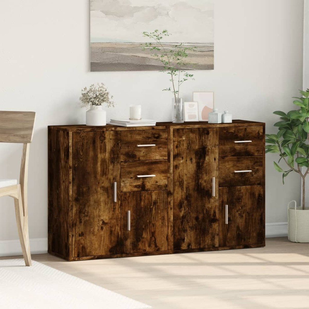 vidaXL Βοηθητικά Ντουλάπια 2 τεμ. Καπνιστή Δρυς 60x31x70εκ. Επεξ. Ξύλο