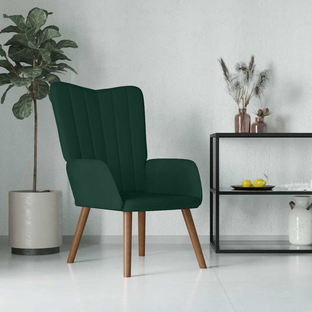 vidaXL Πολυθρόνα Relax Σκούρο Πράσινο Βελούδινη