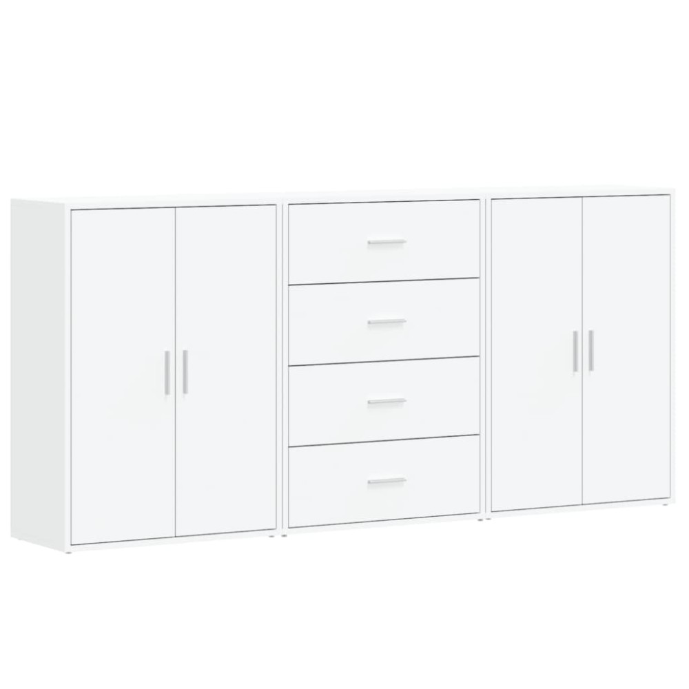 vidaXL Βοηθητικά Ντουλάπια 3 τεμ. Λευκό 60x31x84 εκ. Επεξεργ. Ξύλο