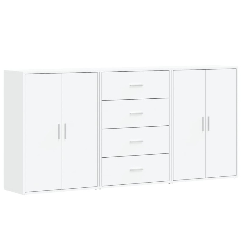 vidaXL Βοηθητικά Ντουλάπια 3 τεμ. Λευκό 60x31x84 εκ. Επεξεργ. Ξύλο