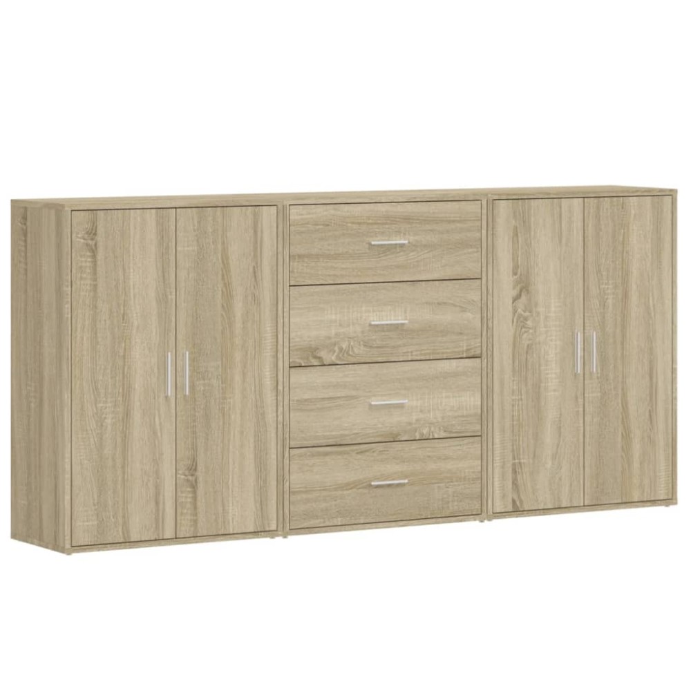 vidaXL Βοηθητικά Ντουλάπια 3 τεμ. Sonoma Δρυς 60x31x84 εκ. Επεξ. Ξύλο